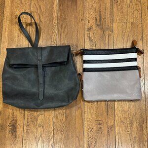 Lot of 2 Bags - Miomojo Vegan crossbody & K&Bo Abbey Fold Over crossbody - EUC